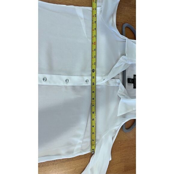 INC INTERNATIONAL CONCEPTS SHEER WHITE COLD SHOULDER LONG SLEEVE BLOUSE SZ 4V - Picture 11 of 11